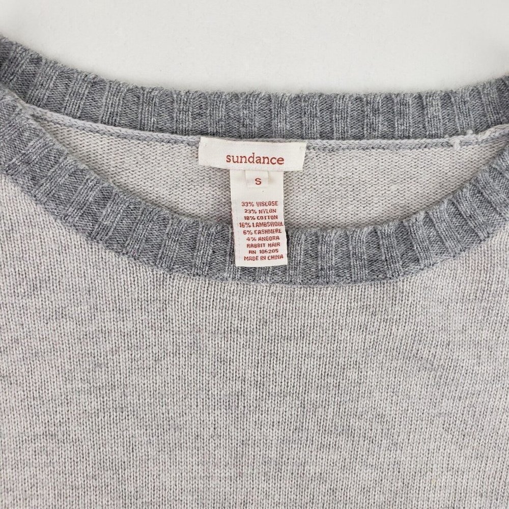 Sundance Cashmere Angora Blend Sweater Womens Small Gray Wool Pocket Pullover - Picture 6 of 8